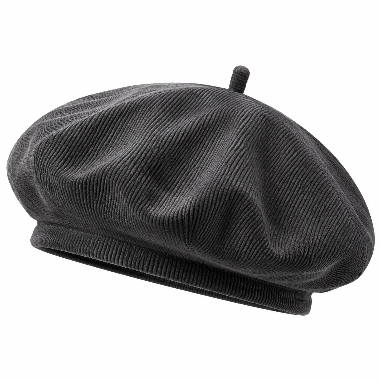 Béret unisexe taille unique en velours côtelé gris anthracite style classique
