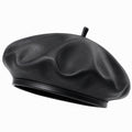 Béret taille unique noir aspect cuir style urbain