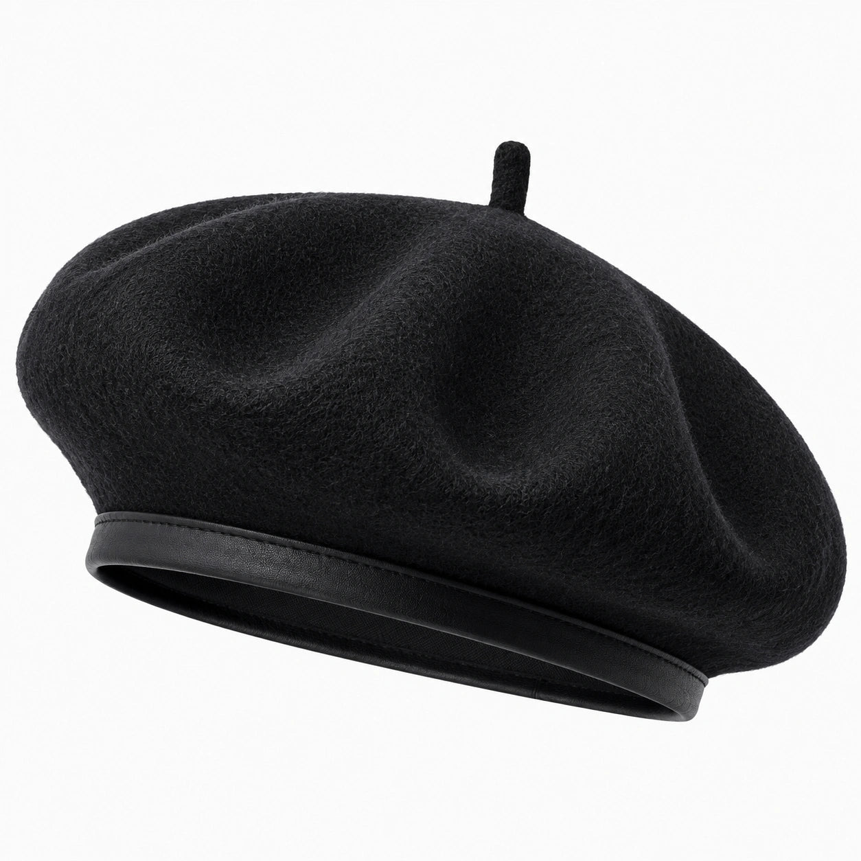 Béret taille unique noir en textile effet feutré style classique