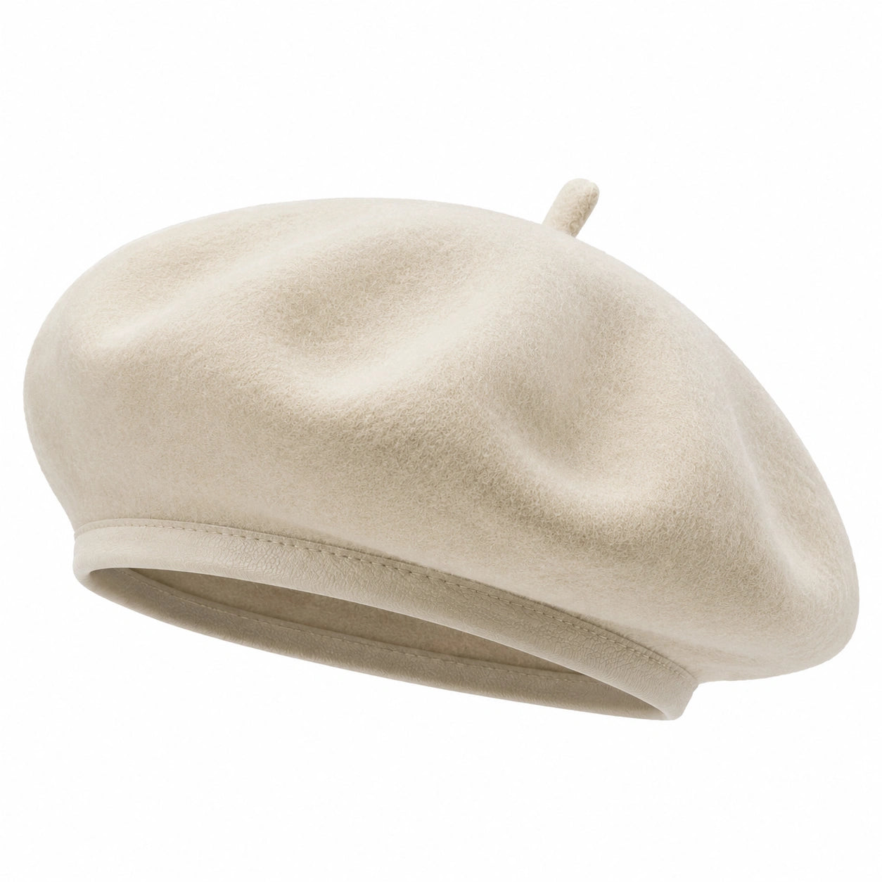 Béret taille unique beige en matière synthétique aspect daim style classique