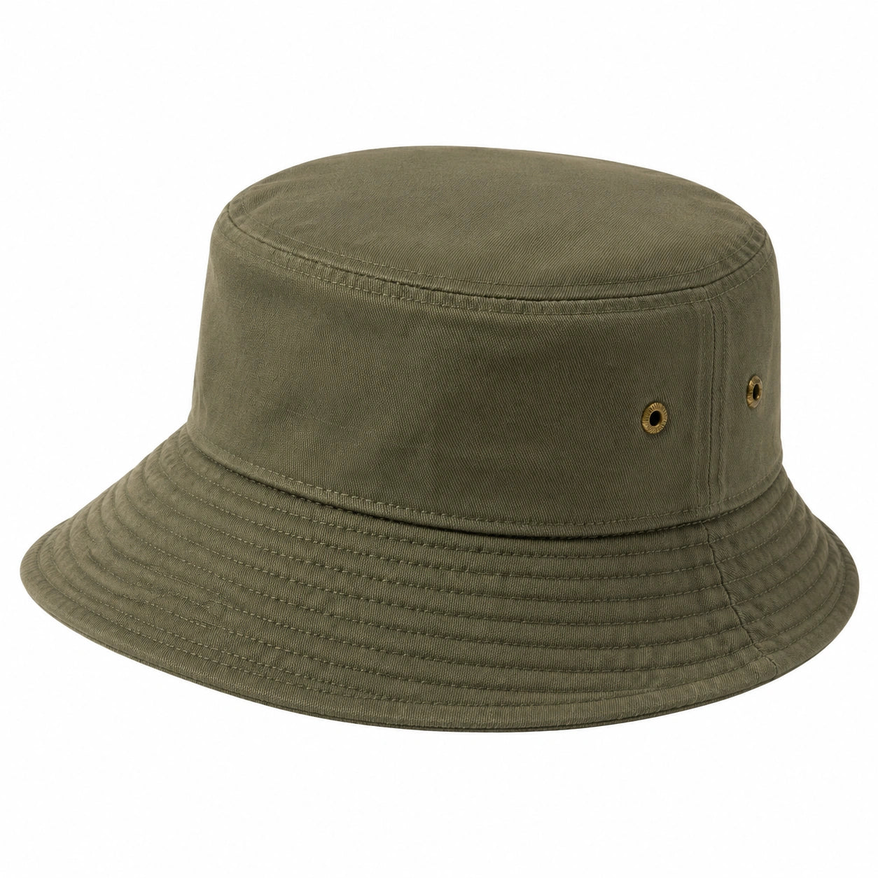 Chapeau bob taille unique en coton kaki - bord souple respirant