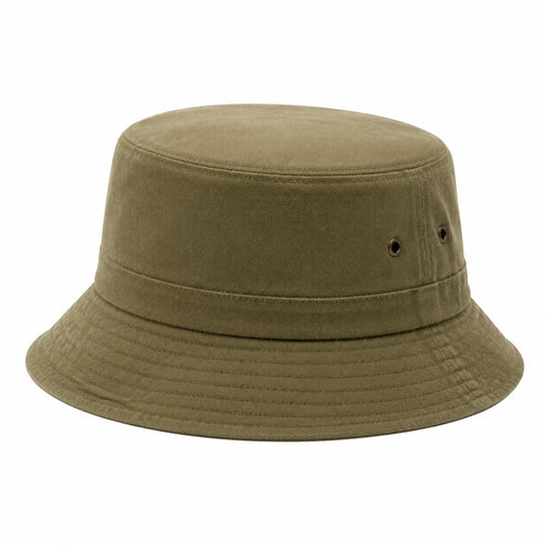 Chapeau bob taille unique en tissu kaki avec œillets respirants