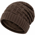 Bonnet en maille torsadée marron taille unique à revers pour usage quotidien