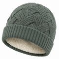 Bonnet taille unique en maille vert sauge doublé chaud style torsadé