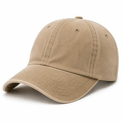 Casquette taille unique en tissu sergé beige à visière courbée style décontracté