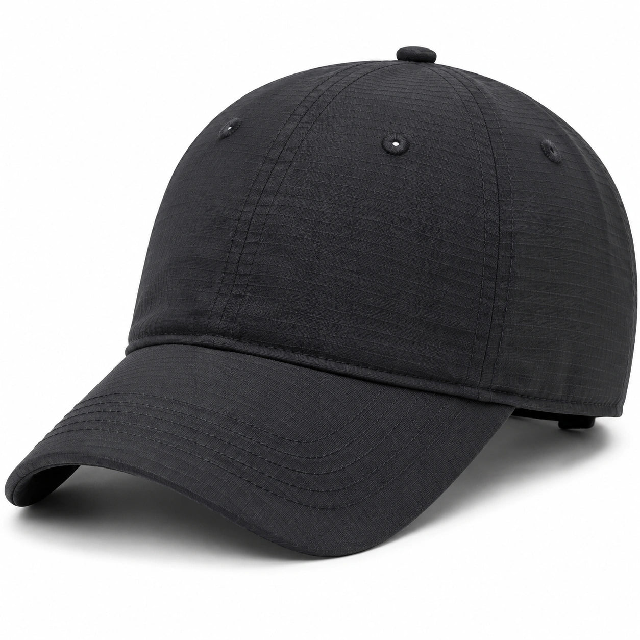 Casquette de baseball taille unique en tissu noir à visière incurvée