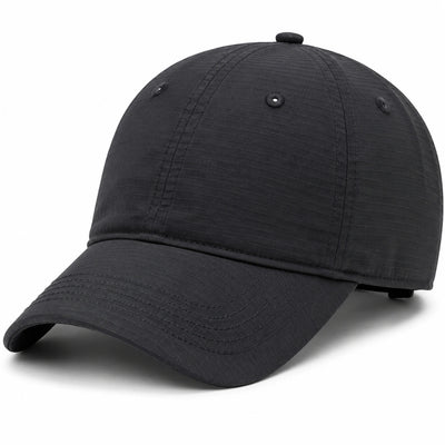 Casquette de baseball taille unique en tissu noir à visière incurvée