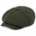 Casquette gavroche taille unique textile vert kaki à chevrons style rétro