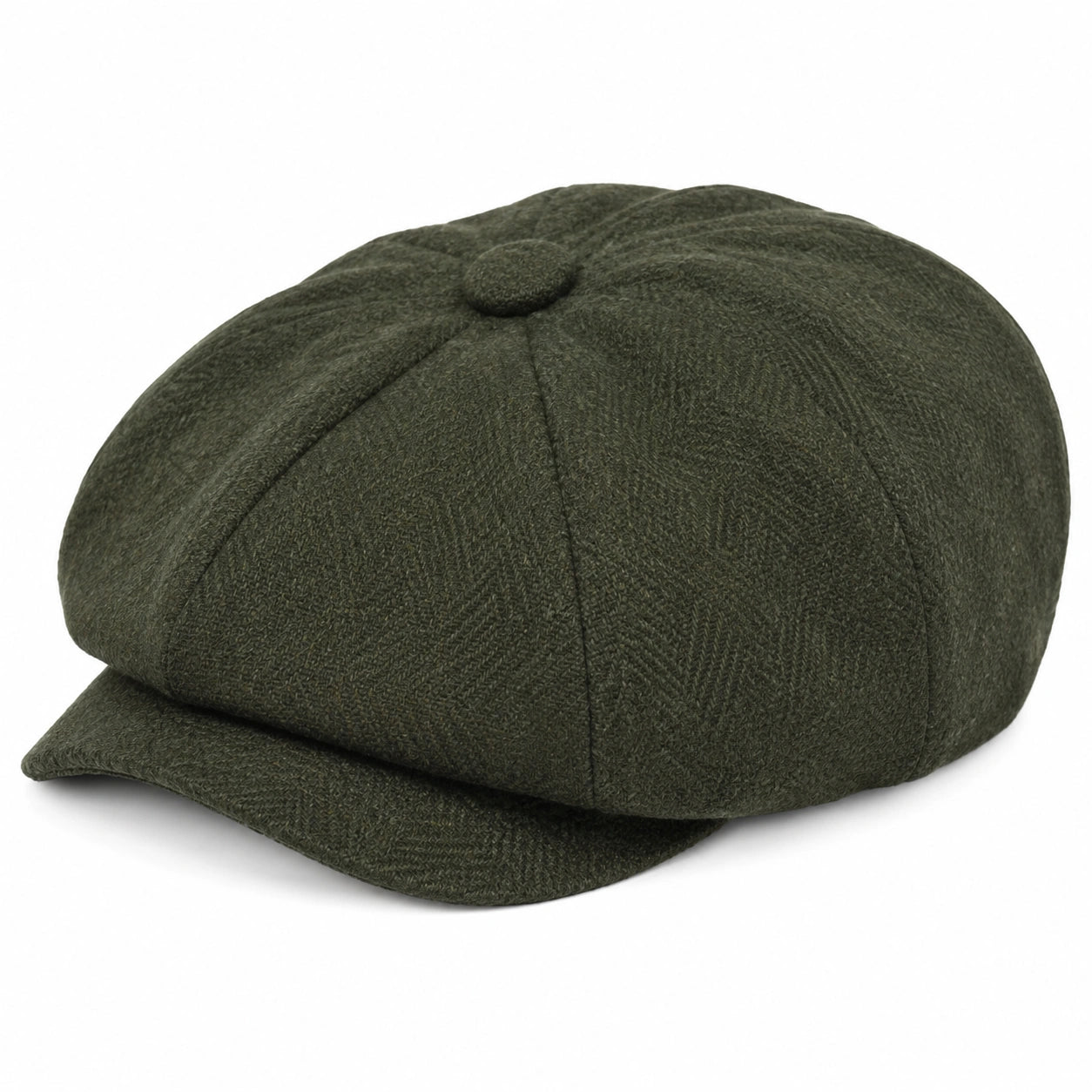 Casquette gavroche taille unique textile vert kaki à chevrons style rétro