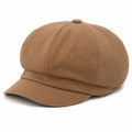 Casquette gavroche taille unique en tissu marron à visière style rétro