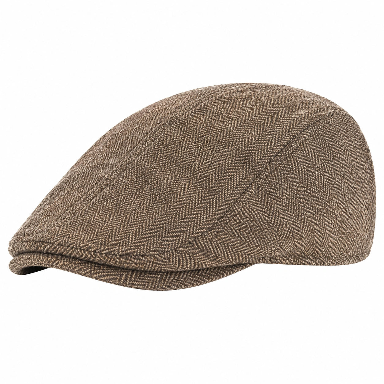Casquette plate taille unique en tissu brun à chevrons style classique