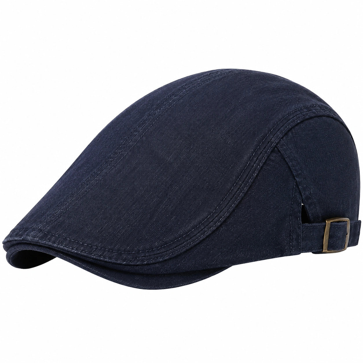 Casquette plate taille unique en tissu bleu marine ajustable style classique