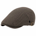 Casquette plate taille unique en tissu texturé marron style classique réglable