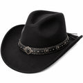 Chapeau cowboy taille unique noir aspect feutré avec bande décorative style western