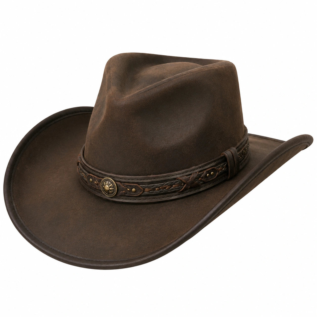 Chapeau cowboy taille unique brun aspect cuir style western