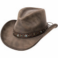 Chapeau cowboy taille unique brun aspect suédé avec bande décorative style western