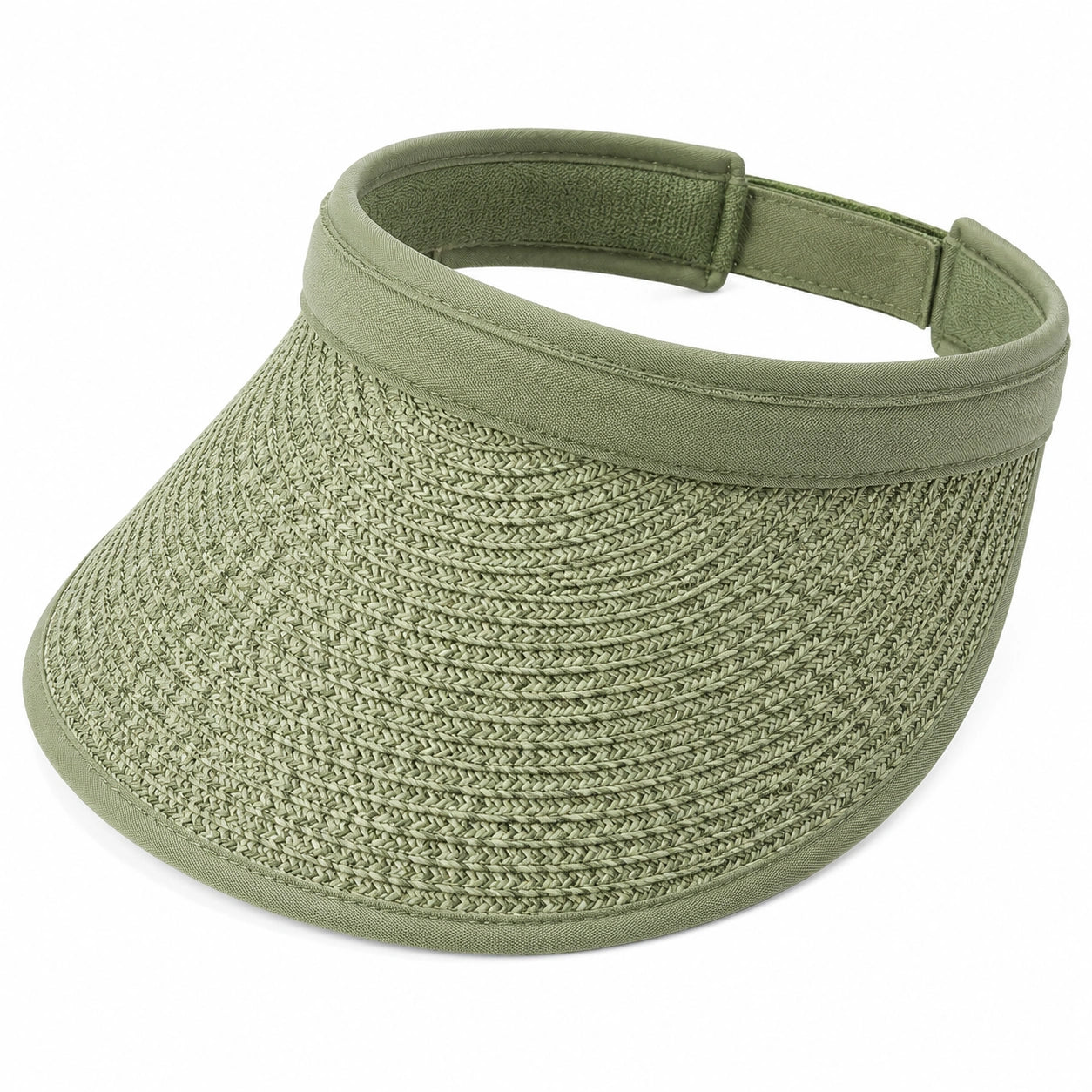 Visière taille unique en fibres tressées vert kaki réglable