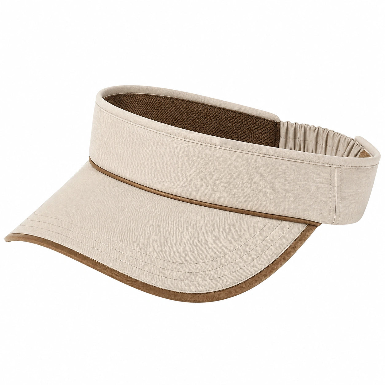Visière de sport taille unique en textile beige/marron à bande élastique