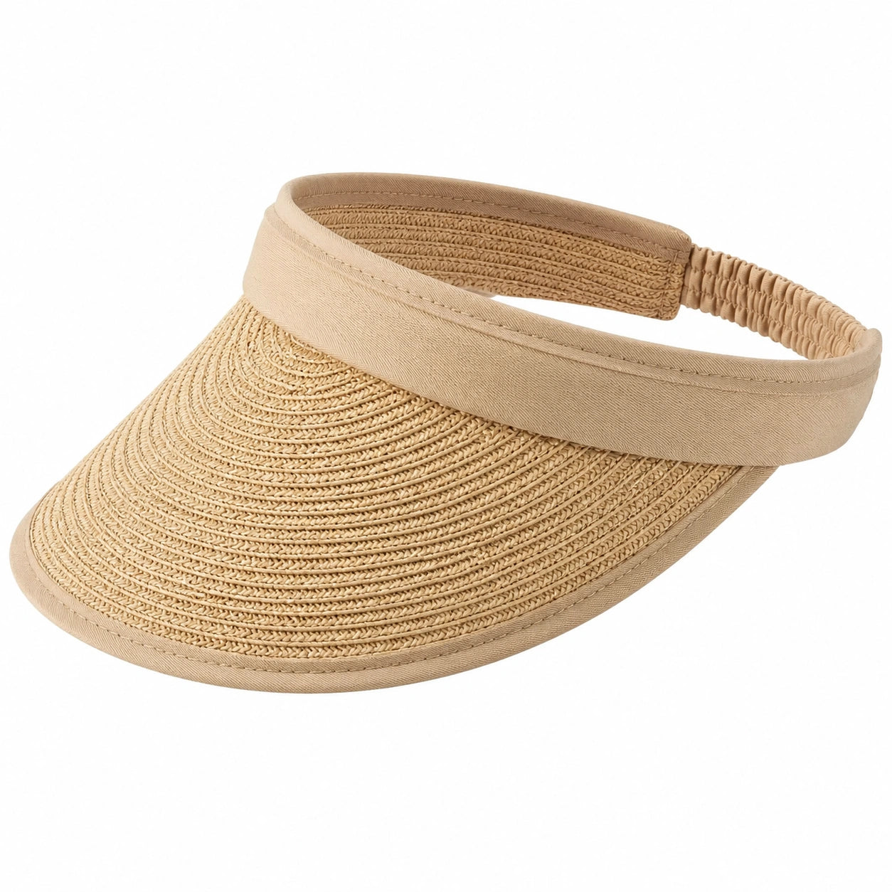 Visière taille unique en fibre tressée beige - réglable pour protection solaire